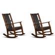Pemberly Row Set of 2 Farmhouse Mahogany Wood Rocking Chair in Dark Brown