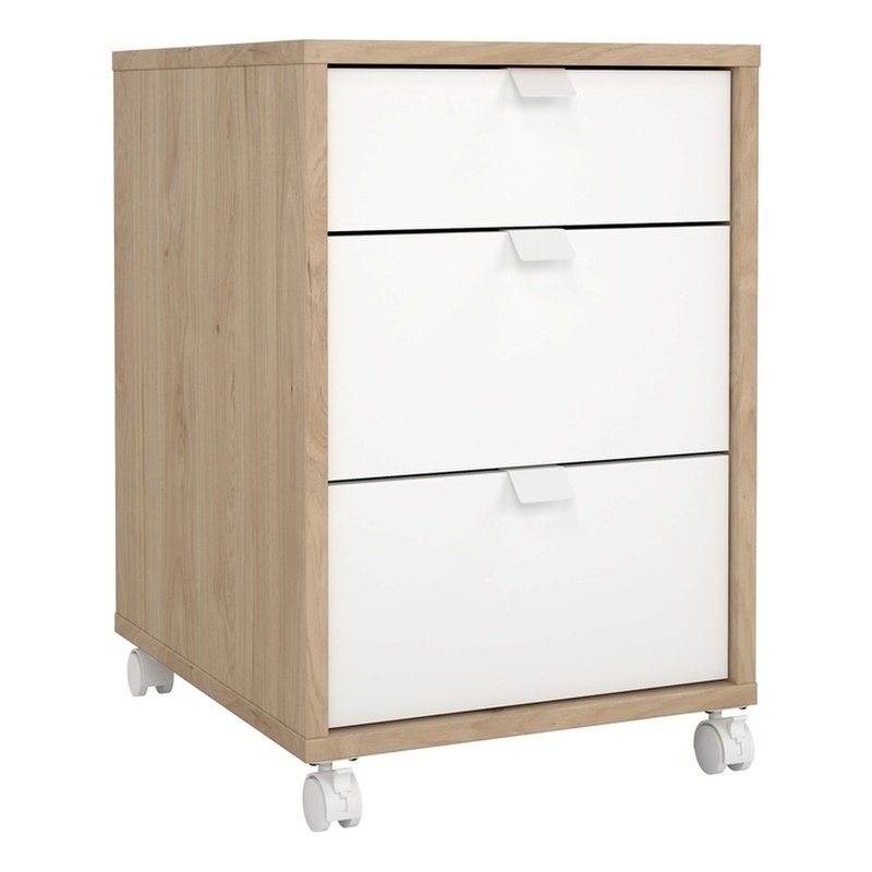 Pemberly Row Set of 2 Home Office Writing Desk and 3-Drawers Mobile Cabinet