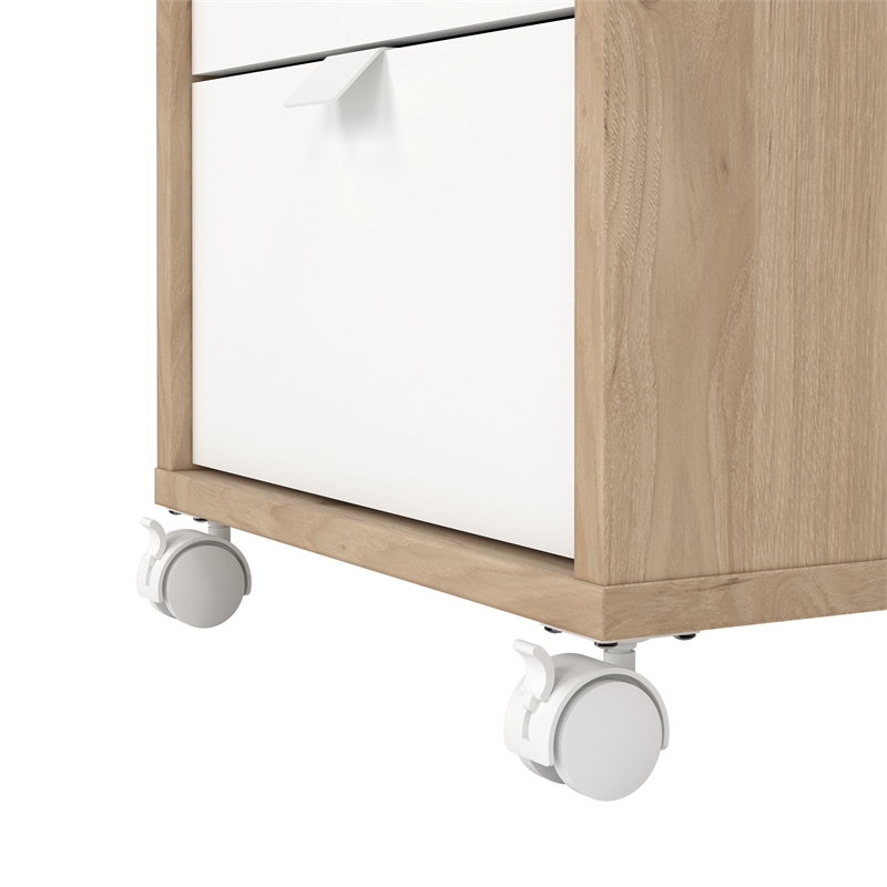 Pemberly Row Set of 2 Writing Desk and 3-Drawers Mobile Cabinet with Casters