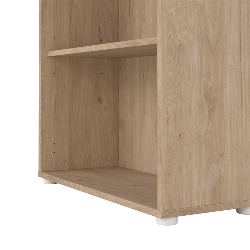 Pemberly Row Set of 2 Home Office Desk & Adjustable 6-Shelf Bookcase in Hickory
