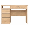 Pemberly Row Set of 2 Home Office Desk & Adjustable 6-Shelf Bookcase in Hickory