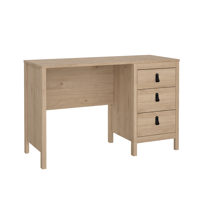 Pemberly Row Set of 2 Writing Desk and Adjustable 6-Shelf Bookcase in Hickory