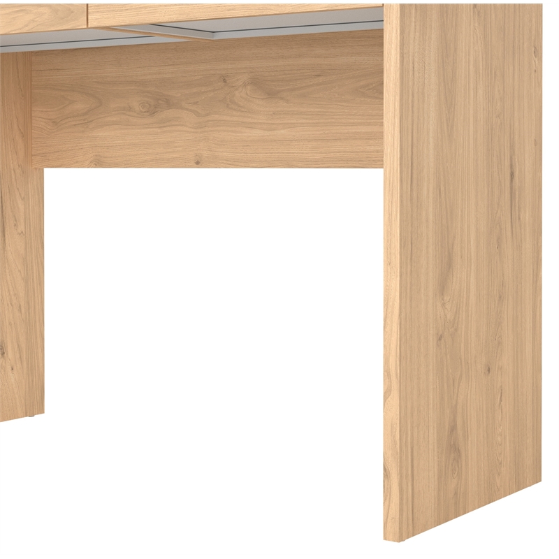 Pemberly Row Set of 2 Desk and Adjustable 3-Shelf Bookcase in Jackson Hickory