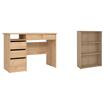 Pemberly Row Set of 2 Desk and Adjustable 3-Shelf Bookcase in Jackson Hickory