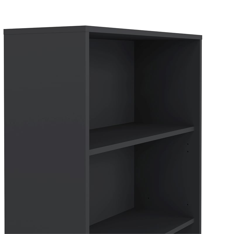 Pemberly Row Set of 2 Adjustable 3-Shelf Bookcases in Matte Gray