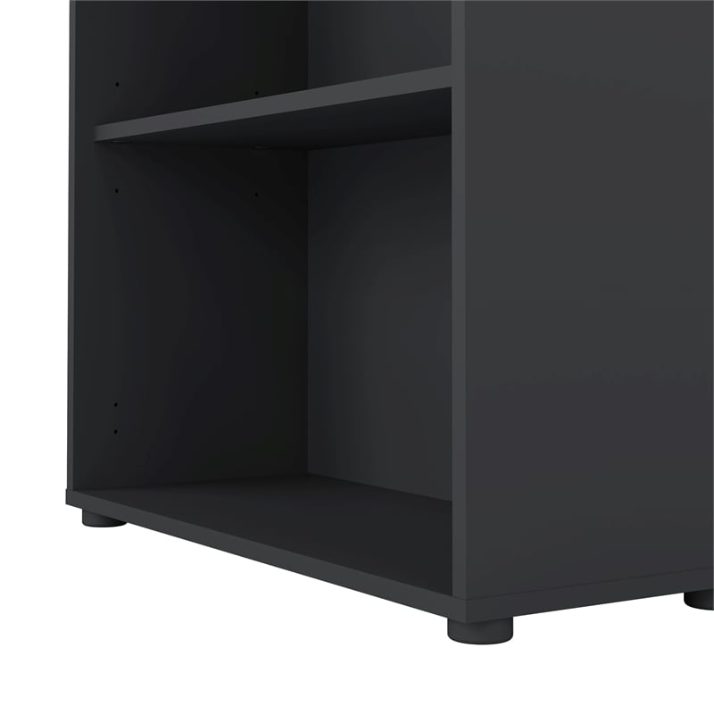 Pemberly Row Set of 2 Adjustable 3-Shelf Bookcases in Matte Gray