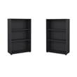 Pemberly Row Set of 2 Adjustable 3-Shelf Bookcases in Matte Gray
