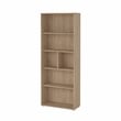 Pemberly Row Set of 2 Adjustable 6-Shelf Open Storage Bookcases in Hickory