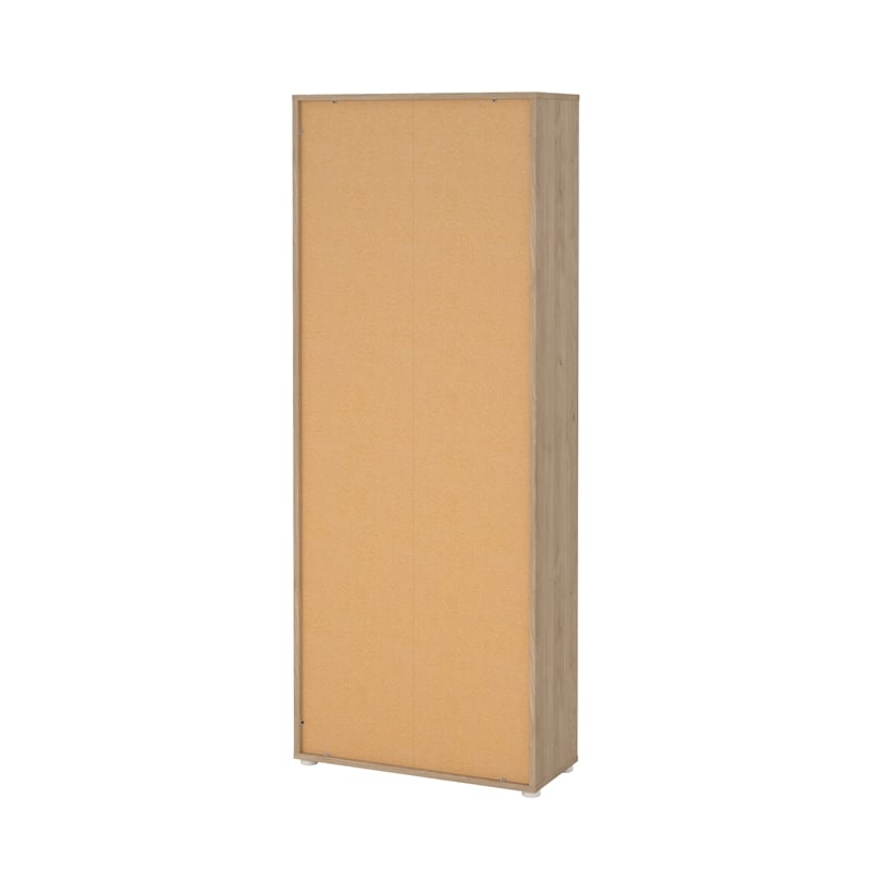 Pemberly Row Set of 2 Adjustable 6-Shelf Open Storage Bookcases in Hickory