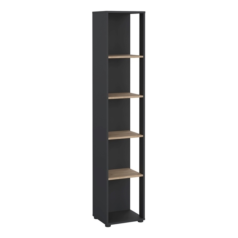 Pemberly Row Set of 2 Open Storage 5-Shelf Bookcases - Gray / Jackson Hickory