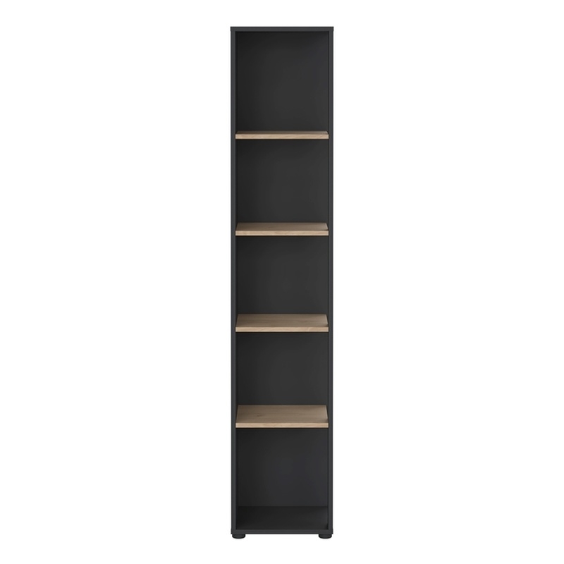 Pemberly Row Set of 2 Open Storage 5-Shelf Bookcases - Gray / Jackson Hickory