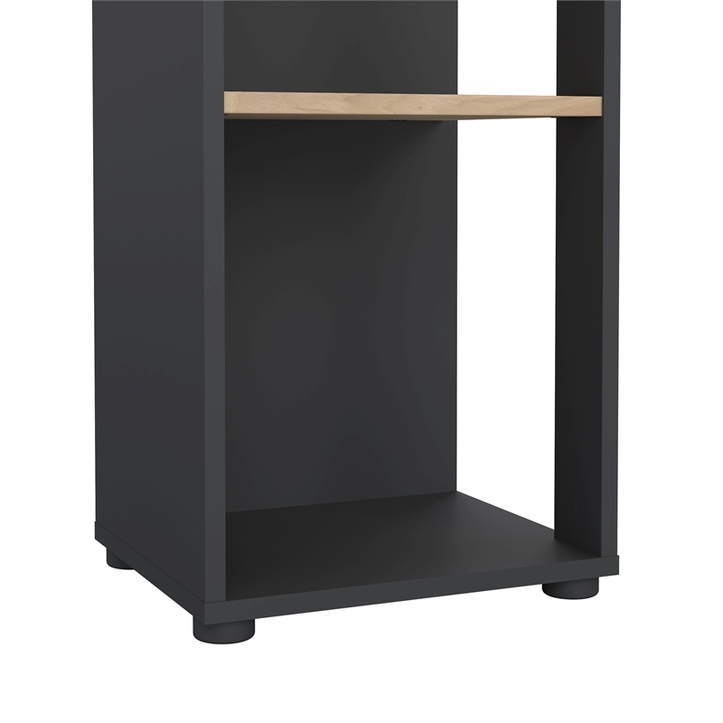 Pemberly Row Set of 2 Open Storage 5-Shelf Bookcases - Gray / Jackson Hickory