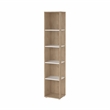 Pemberly Row Set of 2 Tall Open Storage 5-Shelf Bookcases in Hickory and White