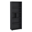 Pemberly Row Set of 2 Adjustable 6-Shelf Open Storage Bookcases in Matte Gray