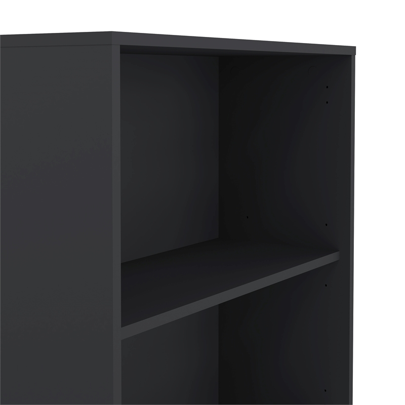 Pemberly Row Set of 2 Adjustable 6-Shelf Open Storage Bookcases in Matte Gray