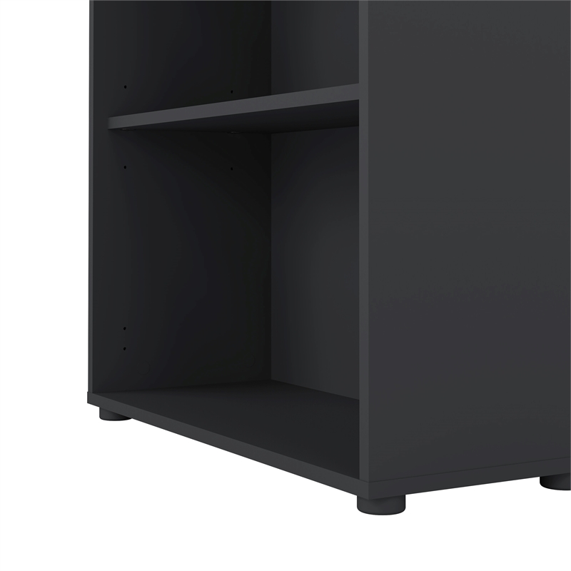 Pemberly Row Set of 2 Adjustable 6-Shelf Open Storage Bookcases in Matte Gray