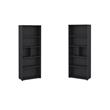 Pemberly Row Set of 2 Adjustable 6-Shelf Open Storage Bookcases in Matte Gray