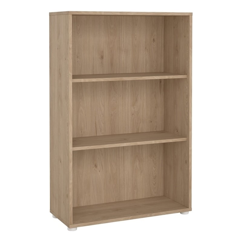 Pemberly Row Set of 2 Adjustable 3-Shelf Bookcases in Jackson Hickory