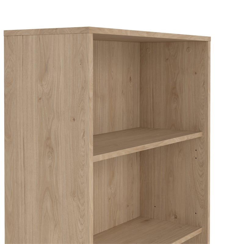 Pemberly Row Set of 2 Adjustable 3-Shelf Bookcases in Jackson Hickory
