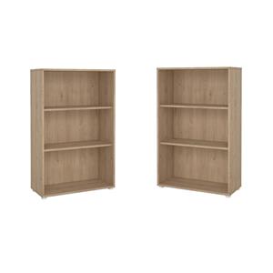 Pemberly Row Set of 2 Adjustable 3-Shelf Bookcases in Jackson Hickory