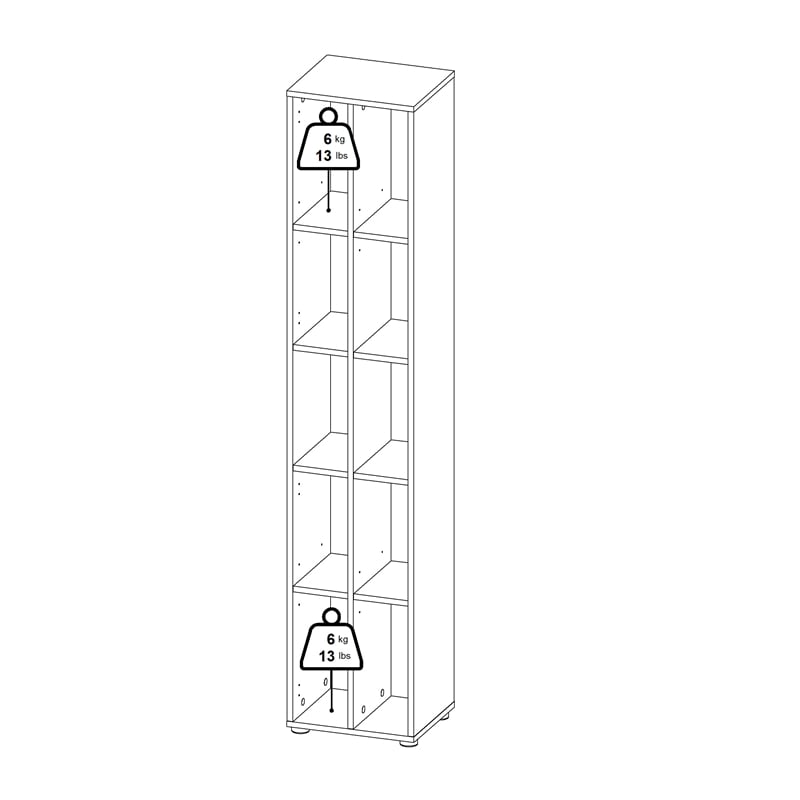 Pemberly Row Set of 2 10-Shelf Open Storage Tall Bookcases in Hickory and White