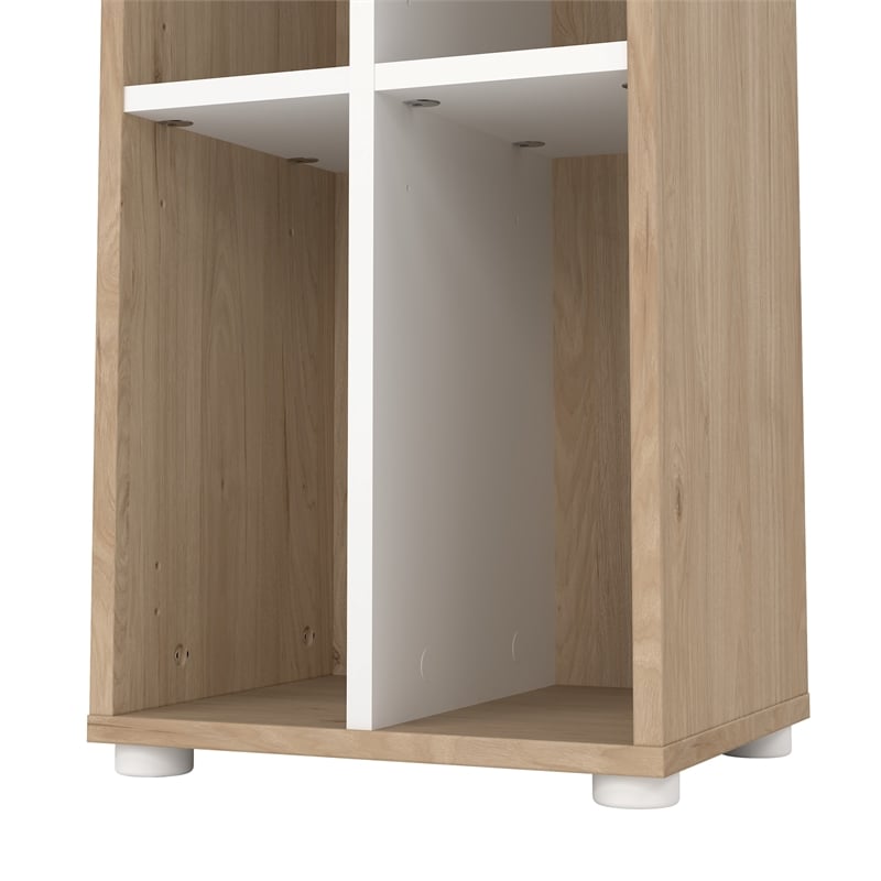 Pemberly Row Set of 2 10-Shelf Open Storage Tall Bookcases in Hickory and White