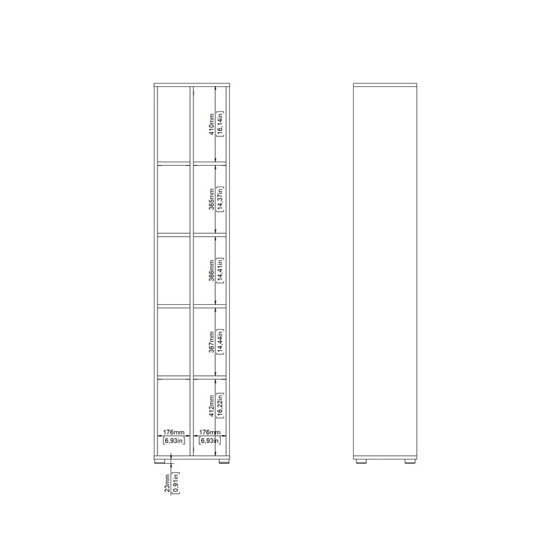 Pemberly Row Set of 2 10-Shelf Open Storage Tall Bookcases in Hickory and White