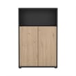 Pemberly Row Set of 2 3-Shelf Adjustable Home Office Bookcases in Black and Oak