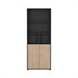 Pemberly Row Set of 2 6-Shelf Adjustable Home Office Bookcases in Black and Oak
