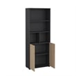 Pemberly Row Set of 2 6-Shelf Adjustable Home Office Bookcases in Black and Oak