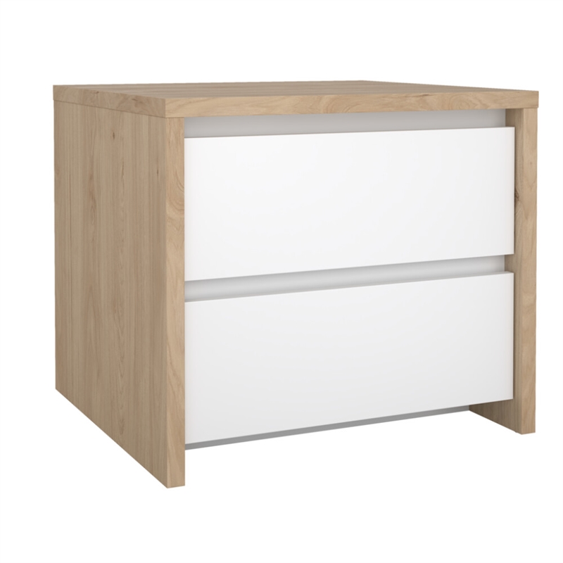 Pemberly Row Set of 2 2-Drawer Nightstand End Table in Jackson Hickory / White
