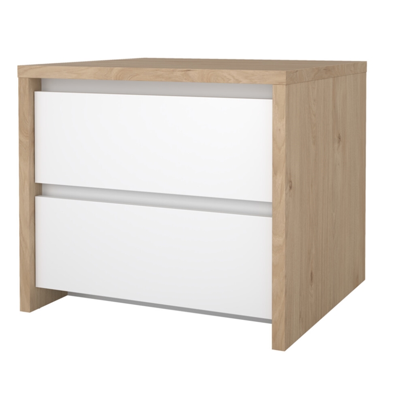 Pemberly Row Set of 2 2-Drawer Nightstand End Table in Jackson Hickory / White