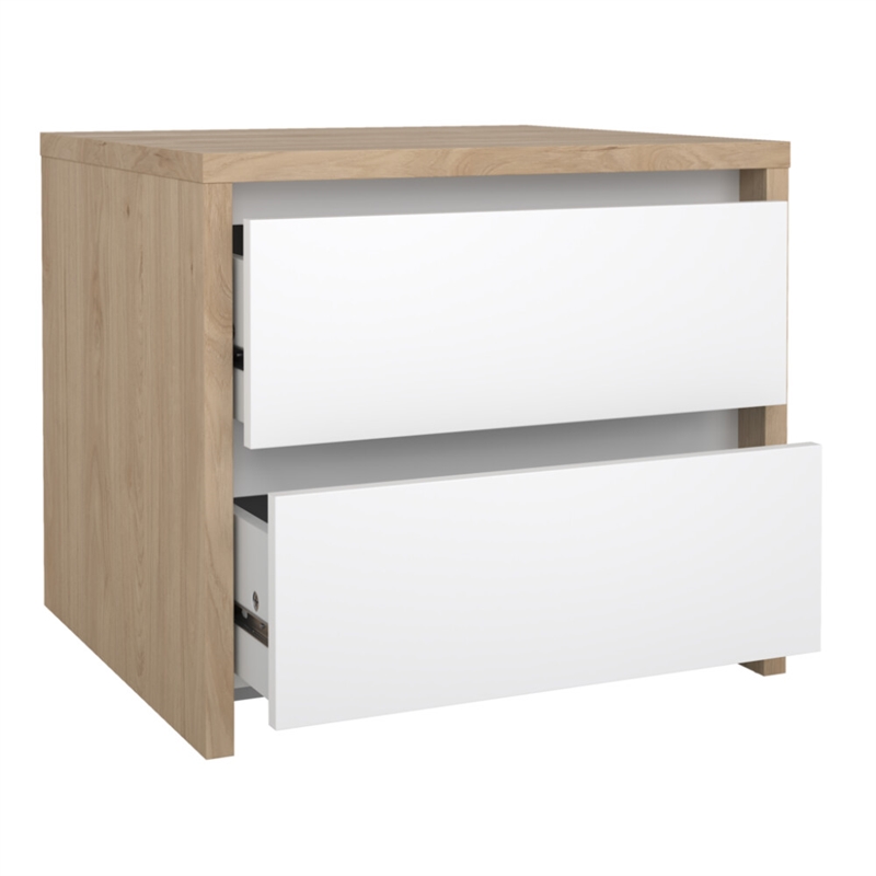 Pemberly Row Set of 2 2-Drawer Nightstand End Table in Jackson Hickory / White