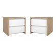 Pemberly Row Set of 2 2-Drawer Nightstand End Table in Jackson Hickory / White