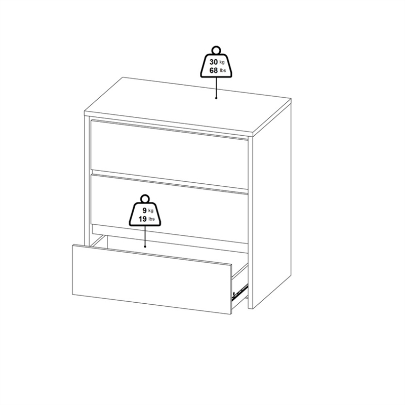 Pemberly Row Set of 3 - 2 Nightstand End Tables and Storage Chest in White