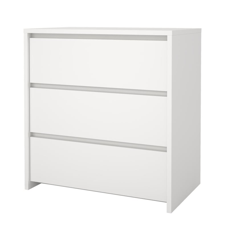 Pemberly Row Set of 3 - 2 Nightstand End Tables and Storage Chest in White