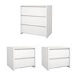 Pemberly Row Set of 3 - 2 Nightstand End Tables and Storage Chest in White