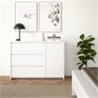 Pemberly Row Set of 3 2 Nightstand End Tables and Livingroom Sideboard in White