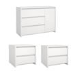 Pemberly Row Set of 3 2 Nightstand End Tables and Livingroom Sideboard in White