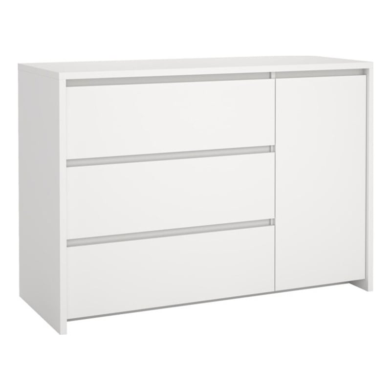 Pemberly Row Set of 2 Nightstand End Table and Livingroom Sideboard in White