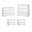 Pemberly Row Set of 4 - 2 Nightstand End Tables and Sideboard and Chest in White