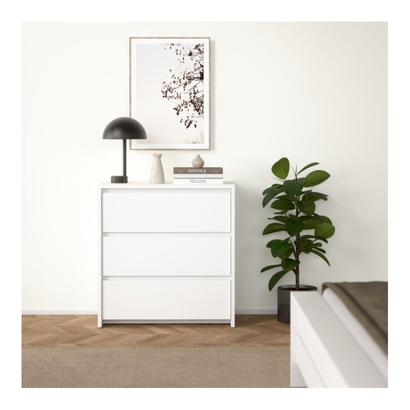Pemberly Row Set of 3 Nightstand End Table and Sideboard and Chest in White