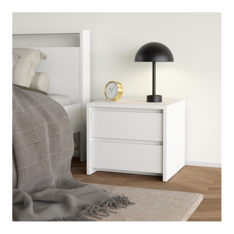 Pemberly Row Set of 2 2-Drawers Bedroom Nightstand End Table in White