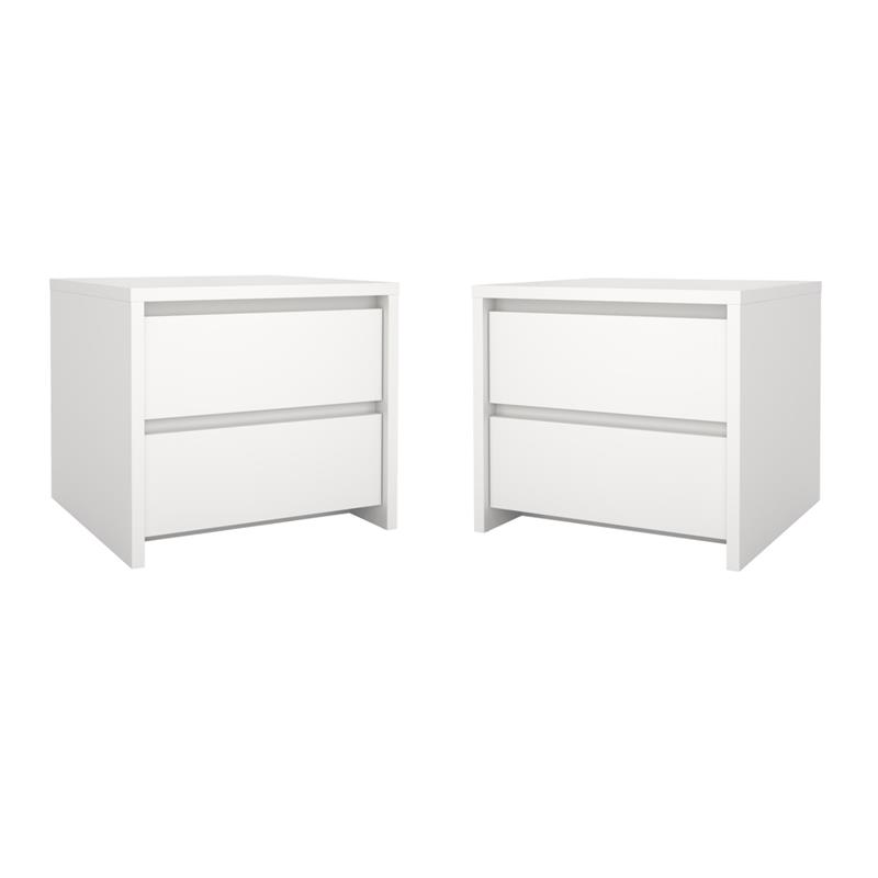 Pemberly Row Set of 2 2-Drawers Bedroom Nightstand End Table in White