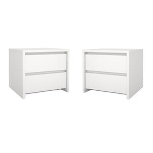 Pemberly Row Set of 2 2-Drawers Bedroom Nightstand End Table in White