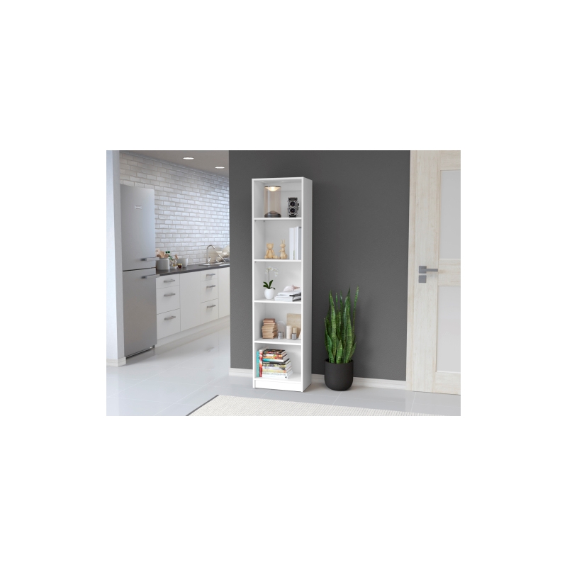 Pemberly Row Contemporary Engineered Wood Bookcase XS in White