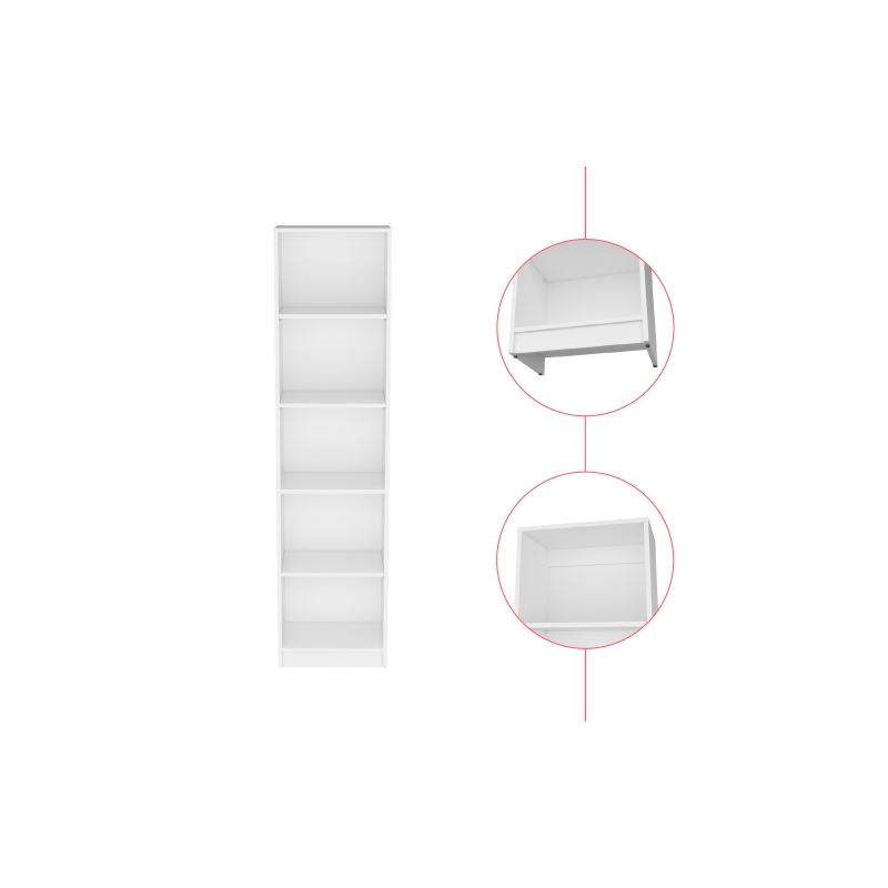 Pemberly Row Contemporary Engineered Wood Bookcase XS in White