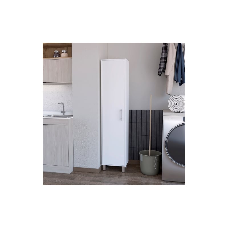 Pemberly Row Contemporary Engineered Wood Storage Cabinet in White