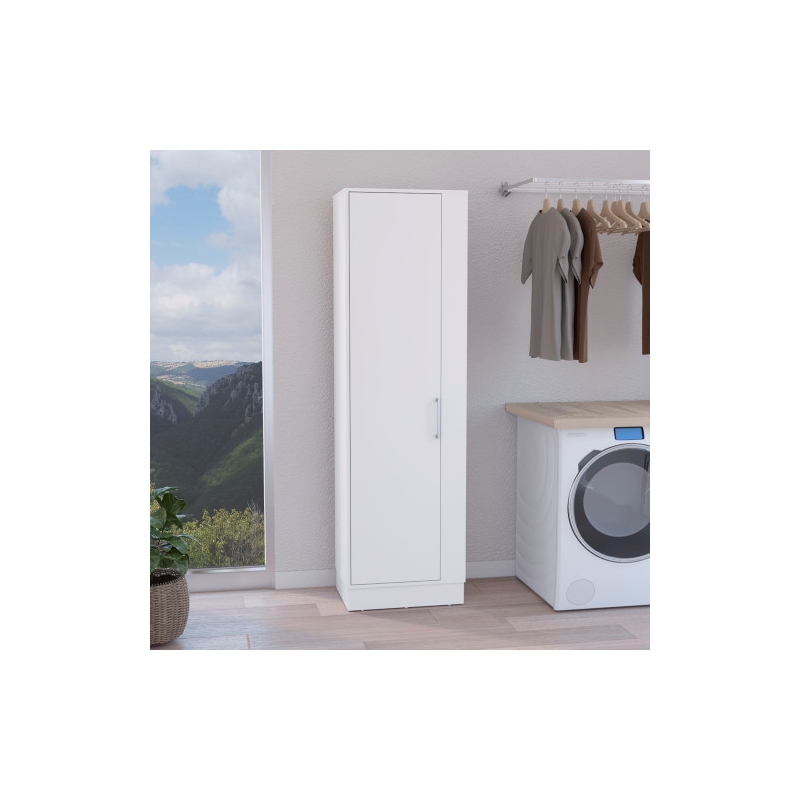 Pemberly Row Contemporary Engineered Wood Storage Cabinet in White