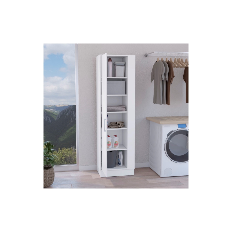 Pemberly Row Contemporary Engineered Wood Storage Cabinet in White